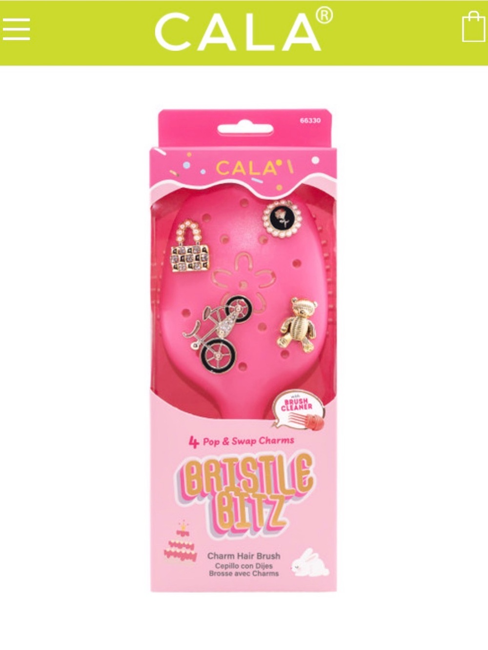 🆕 CALA Bristle Bitz Charm Hair Brush,
Pink